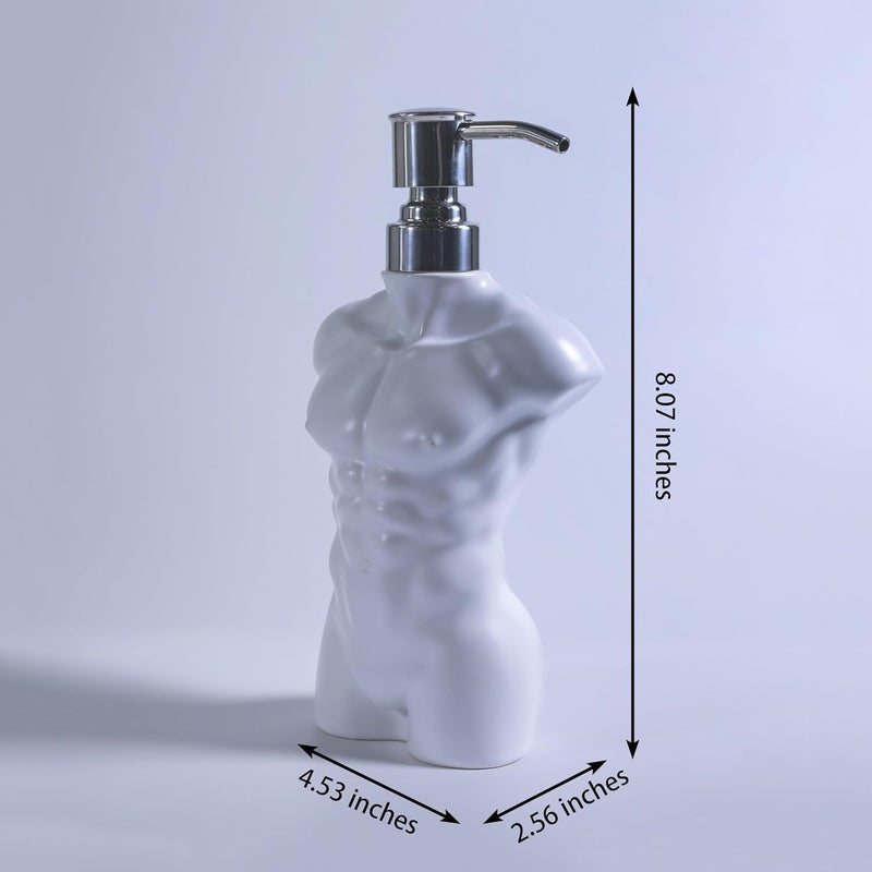 NEWHENGS Ceramic Soap Dispenser with 304 Stainless Steel Pump Hand Lotion Liquid Dispenser Refillable for Kitchen and Bathroom Decorative (Matt White Figure) - Image 5